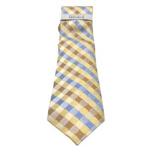 Perry Ellis Portfolio Stolk Geo Slim Silk Tie, Yellow, OS